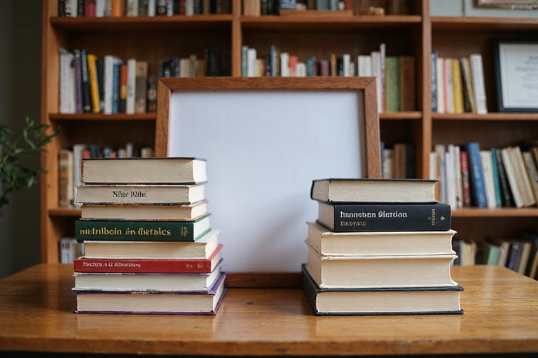 Libri di nutrizione e certificati professionali su una scrivania