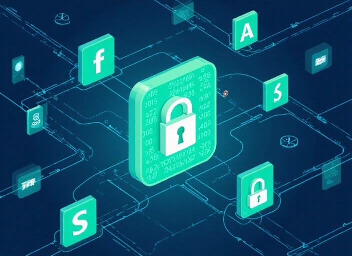 Illustrazione di dati digitali protetti e flussi di informazioni sicuri